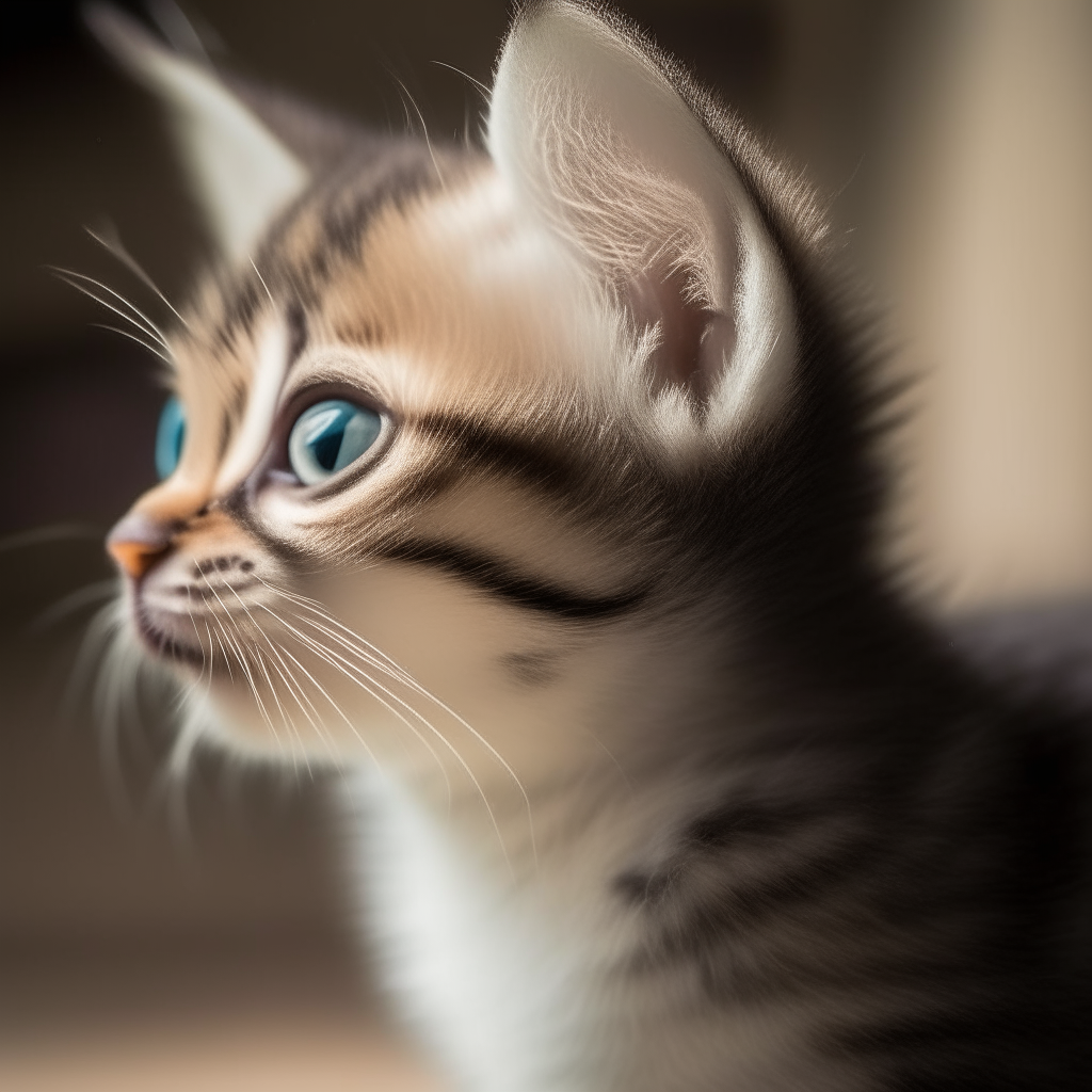 A playful kitten looking over its shoulder