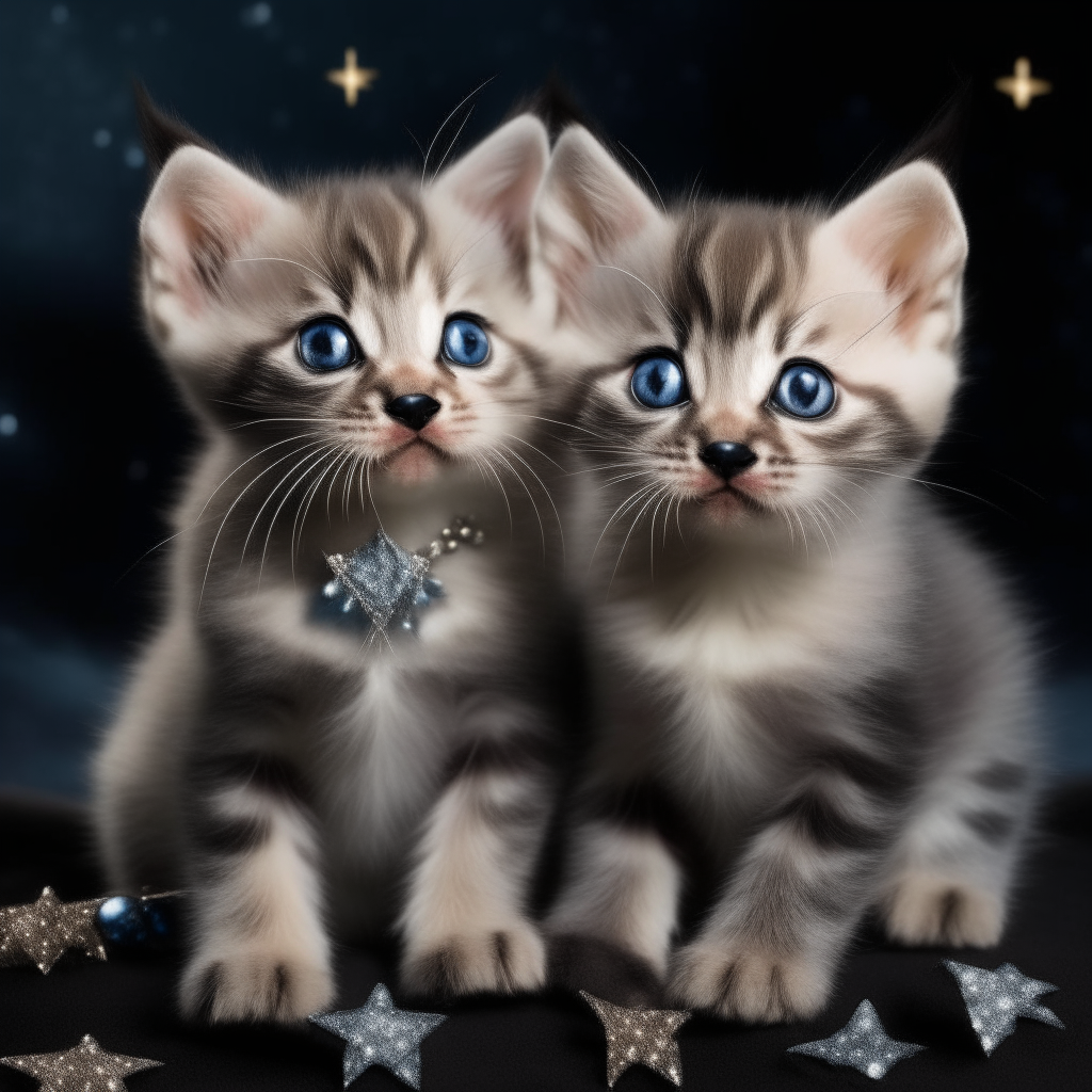 Two kittens with diamonds and stars