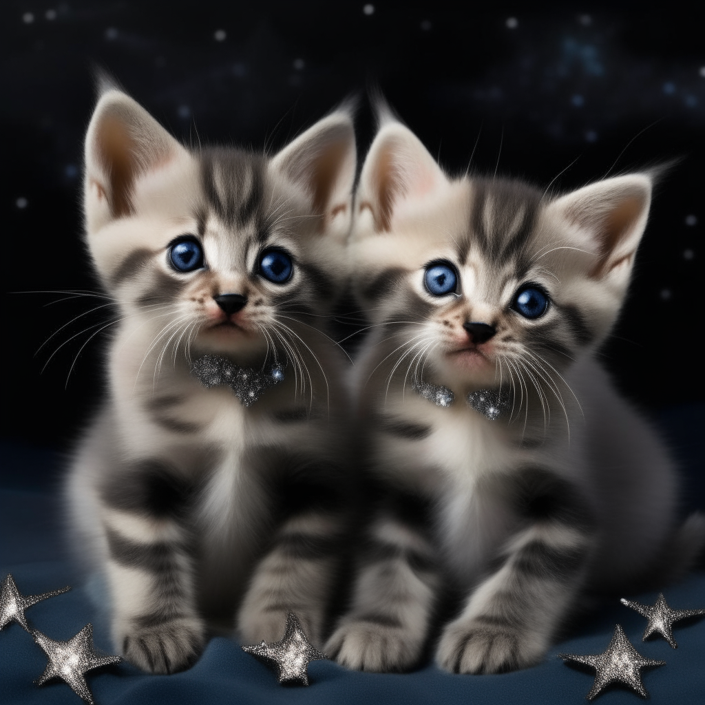 Two kittens with diamonds and stars