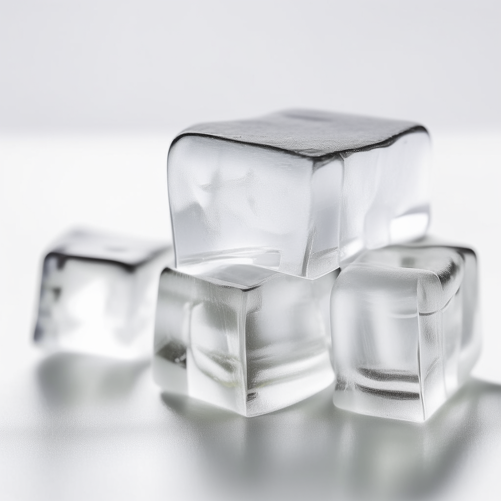 a photograph of clear bar-shaped ice cubes on a plain white surface