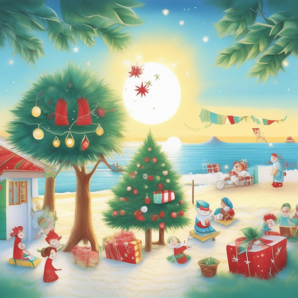 a joyful summer Christmas scene 