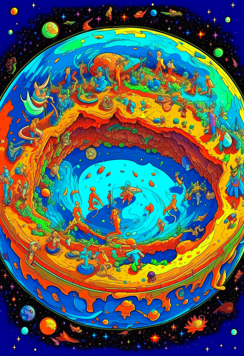 cartoon earth dancing in space