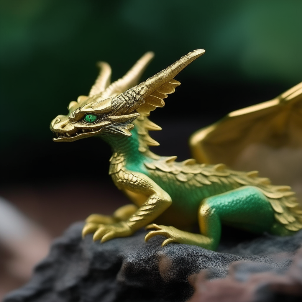 Un pequeño dragón verde sosteniendo una brújula dorada en su garra