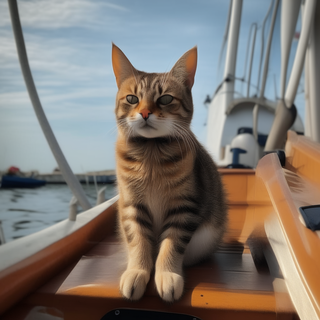 Gatito sobre barco