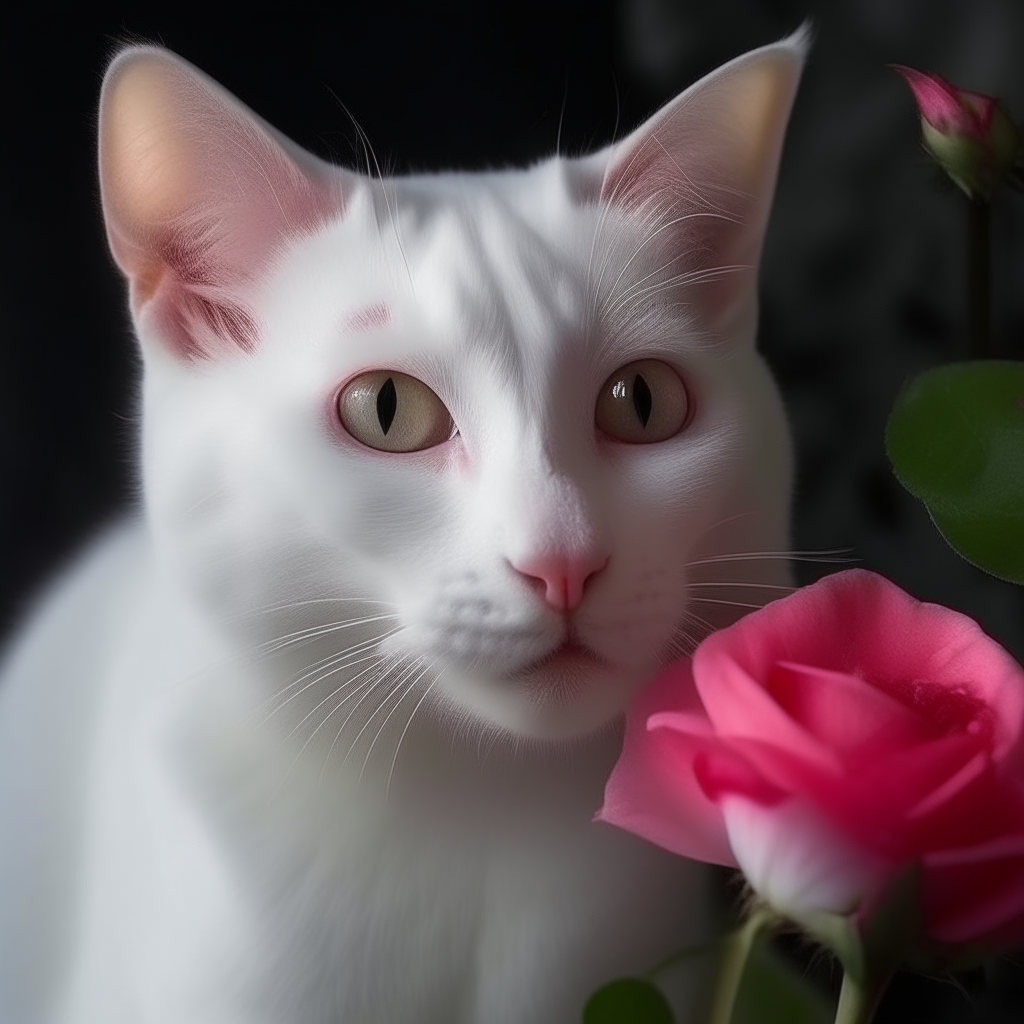Gatito dentro de rosa blanca