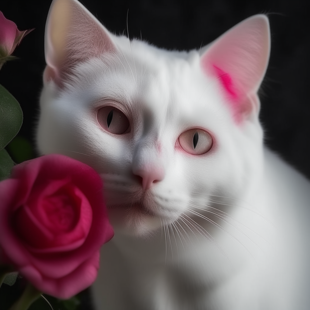 Gatito dentro de rosa blanca