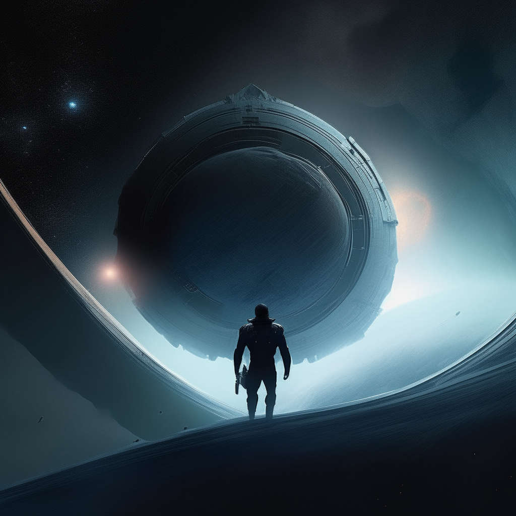 Alalu turning his spaceship away from Nibiru, facing the darkness of space