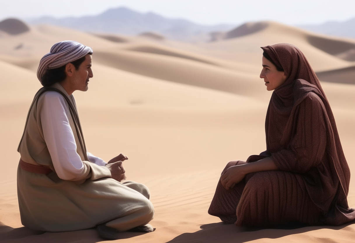 a woman talking with his wife in the desert 