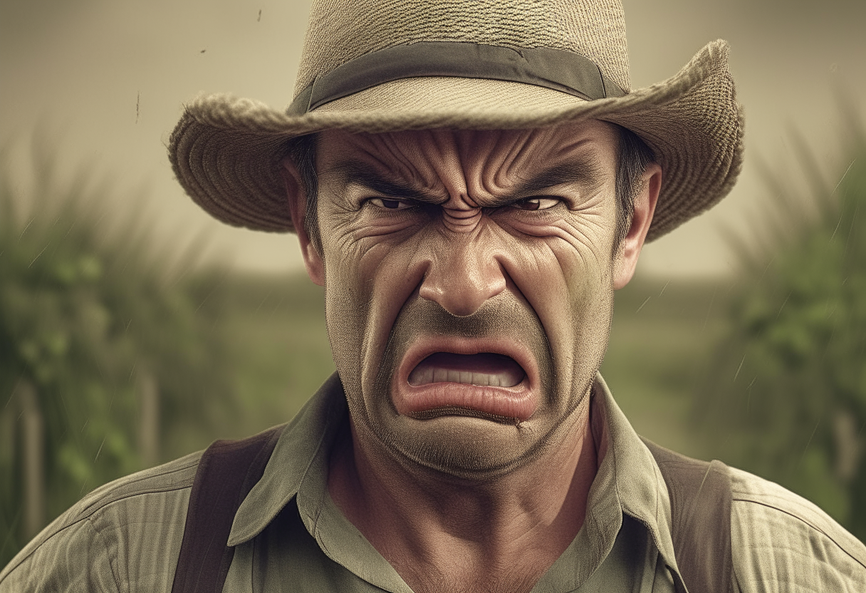 An angry  farmer  