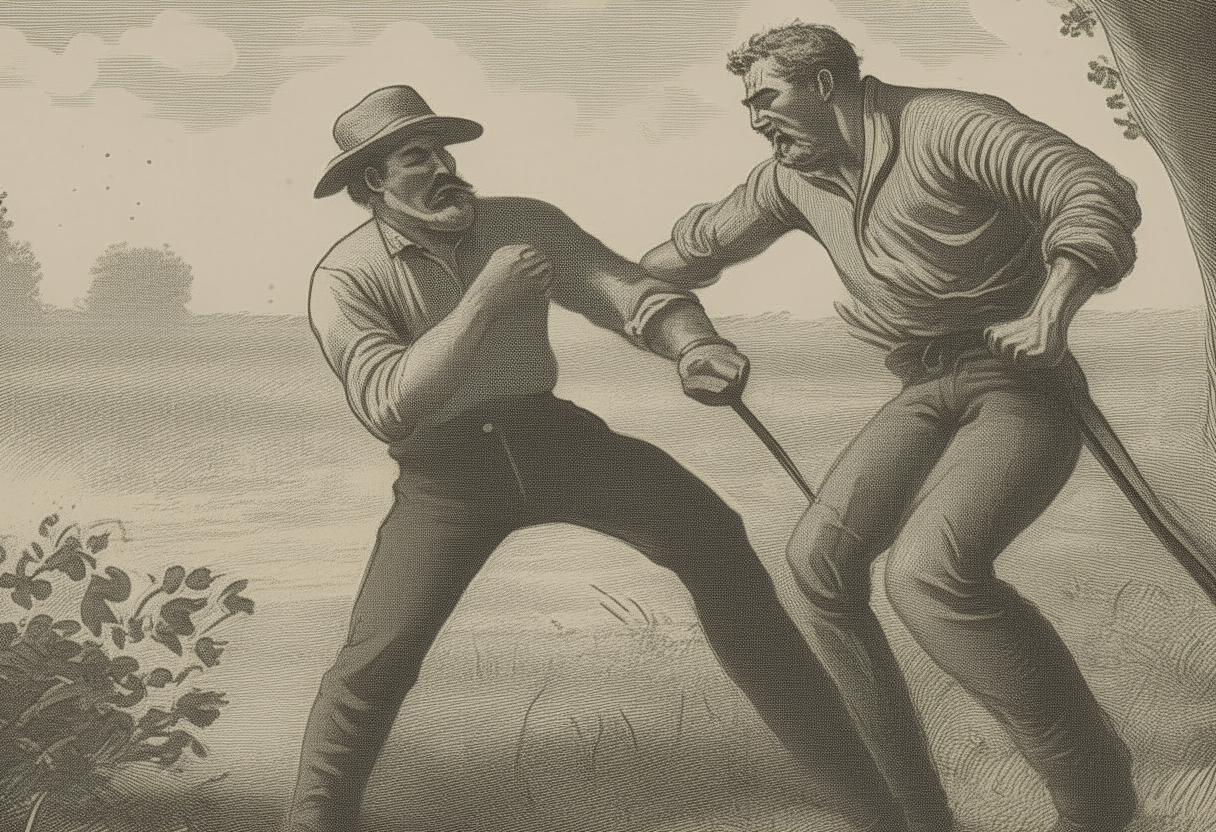 The farmer attacking a man 
