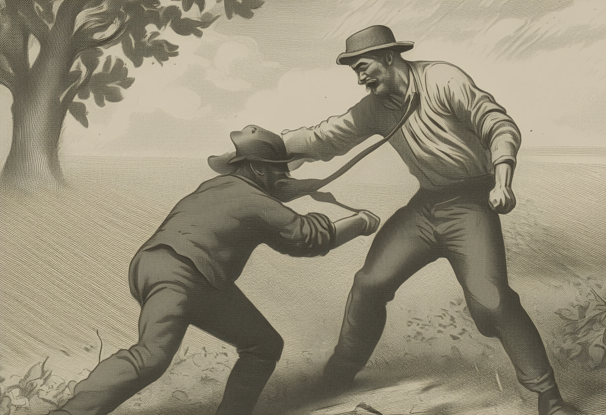 The farmer attacking a man 