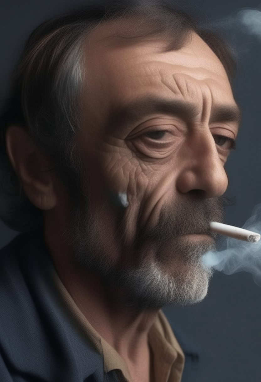 Un primer plano de una cara pensativa de 'fueye' con una mirada melancólica y un cigarrillo ('faso') entre los dedos