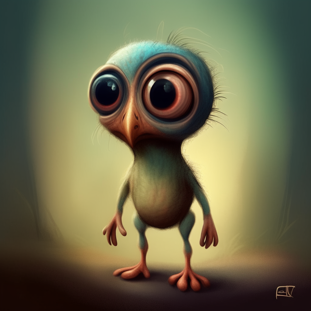 The curious creature stands proudly on its hind legs, gazing into the distance with big round eyes. Digital painting.