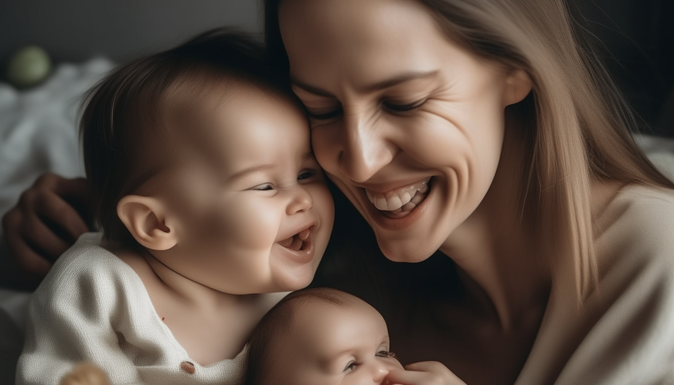 a picture of a mother who is feeding her child with great affection, the expression on her face depicts great love and happiness, also depicts the face of the child who is enthusiastically eating happily