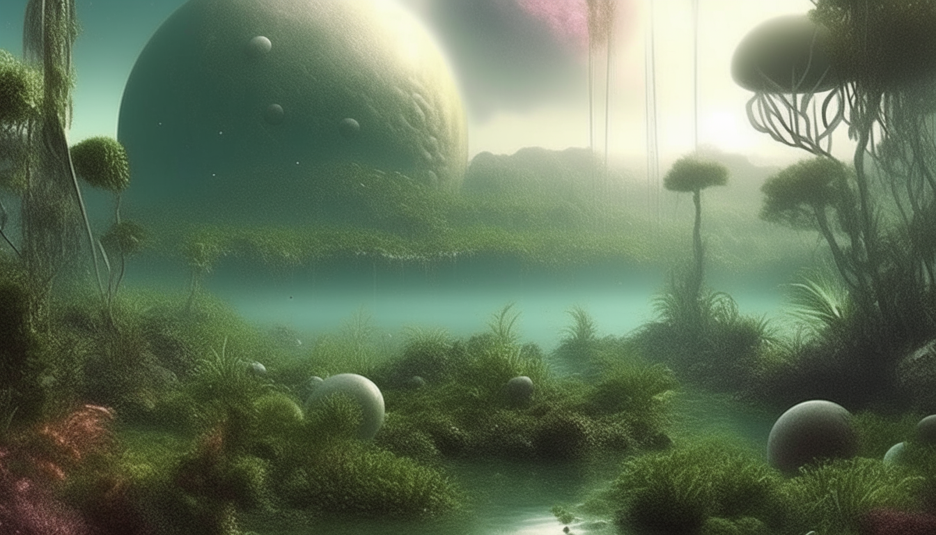 Abundant vegetation nourishes Nibiru's atmosphere and gives rise to diverse lifeforms in water and on land