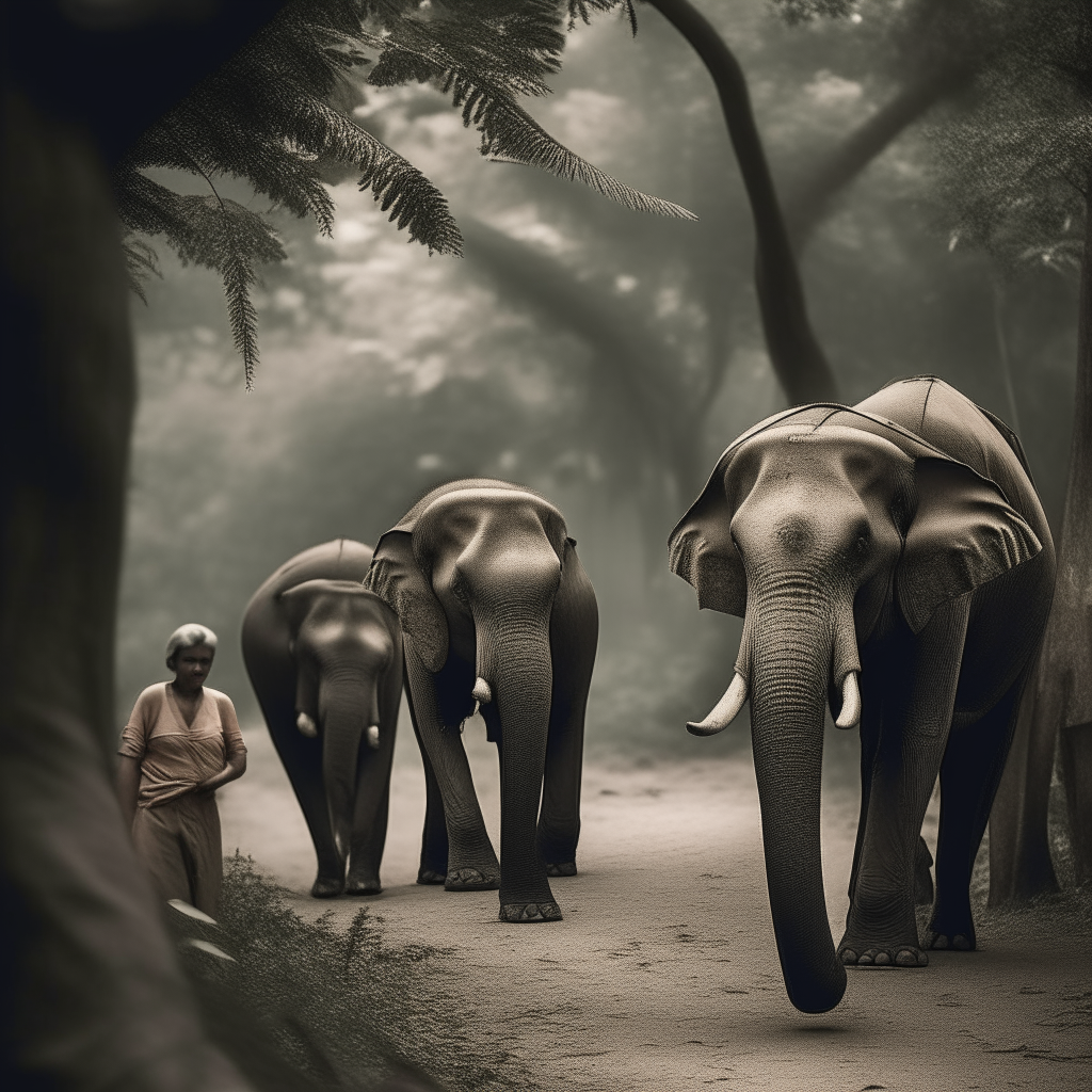 • Establish the serene beauty of the Mangi forest, a place where different wildlife coexist peacefully, including a group of elephants led by a wise matriarch.