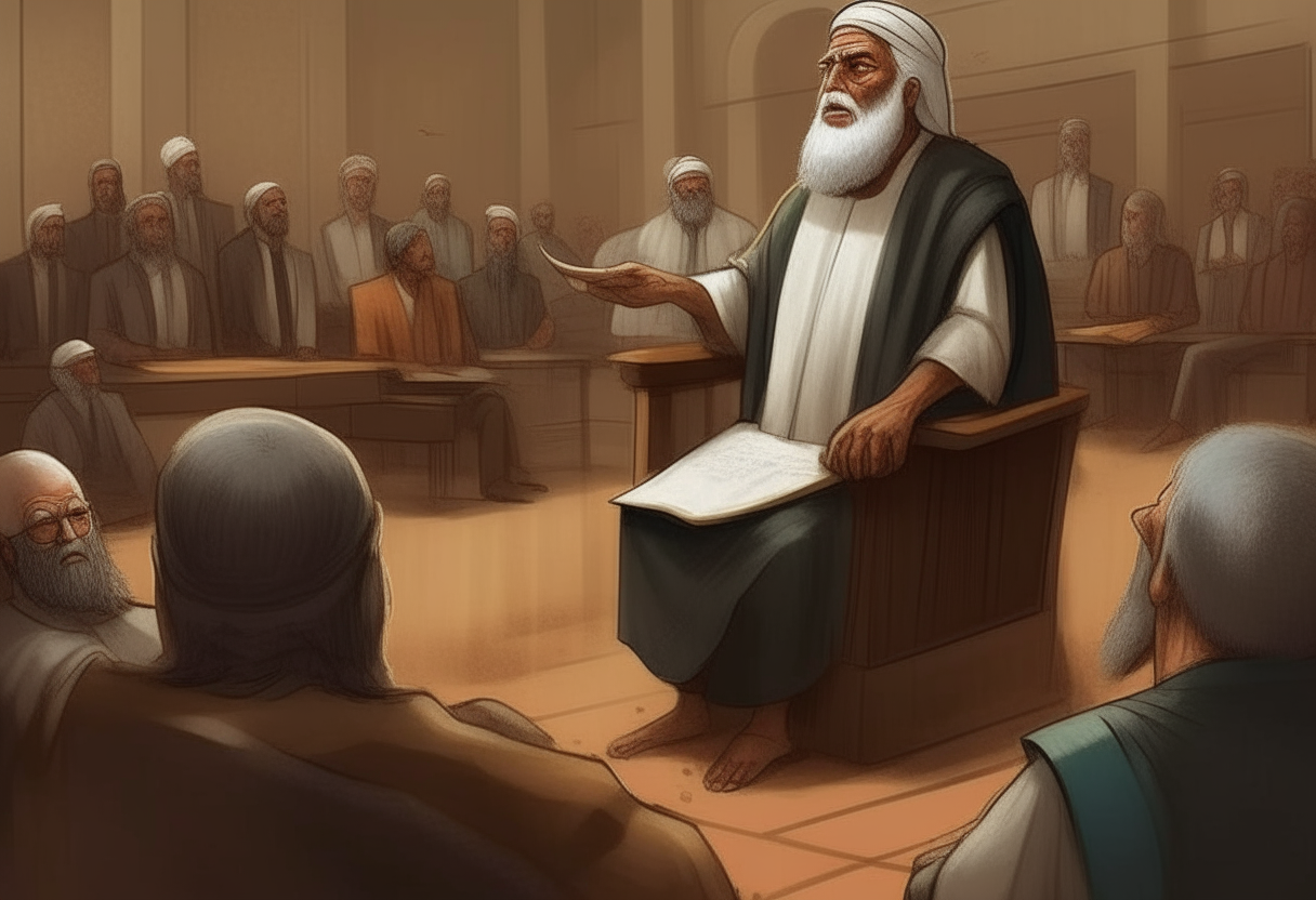 Alalu boldly declared that the Law of the Seed held no meaning. Alalu speaking confidently to a council