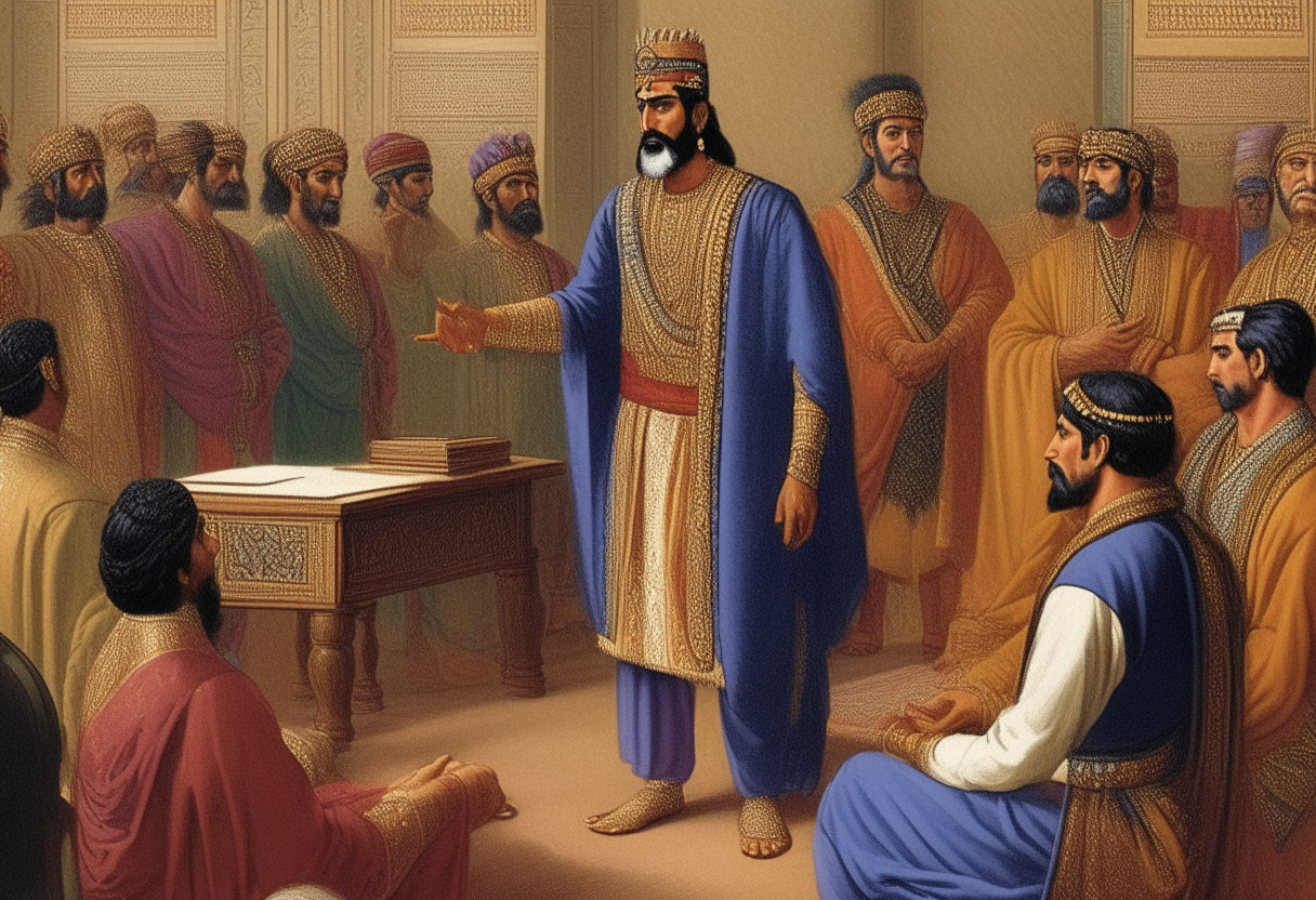 Prince Anu presenting evidence of his royal ancestry
