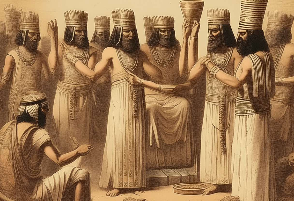 Sumerian priests pleading with gods to end the drought