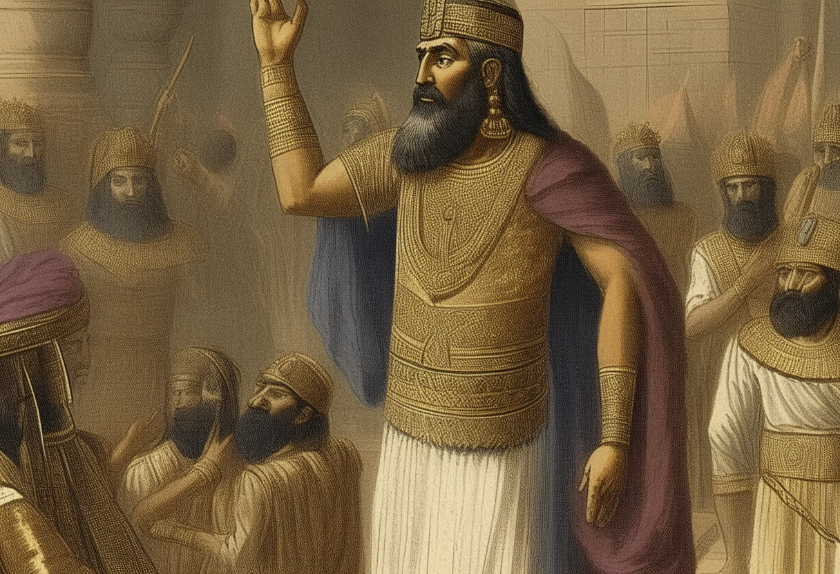 King Alalu in Annunakian garb declaring his royal birthright