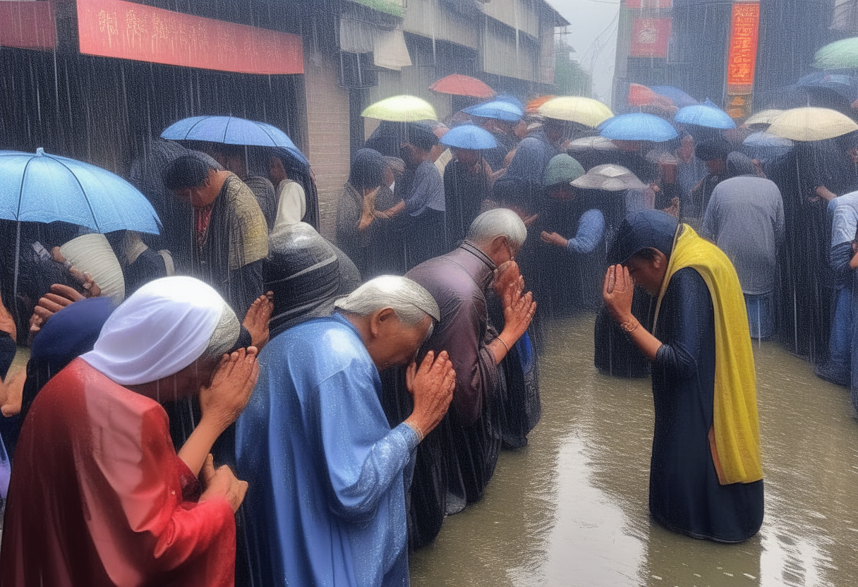 Desperate people prayed to gods for the rain to fall