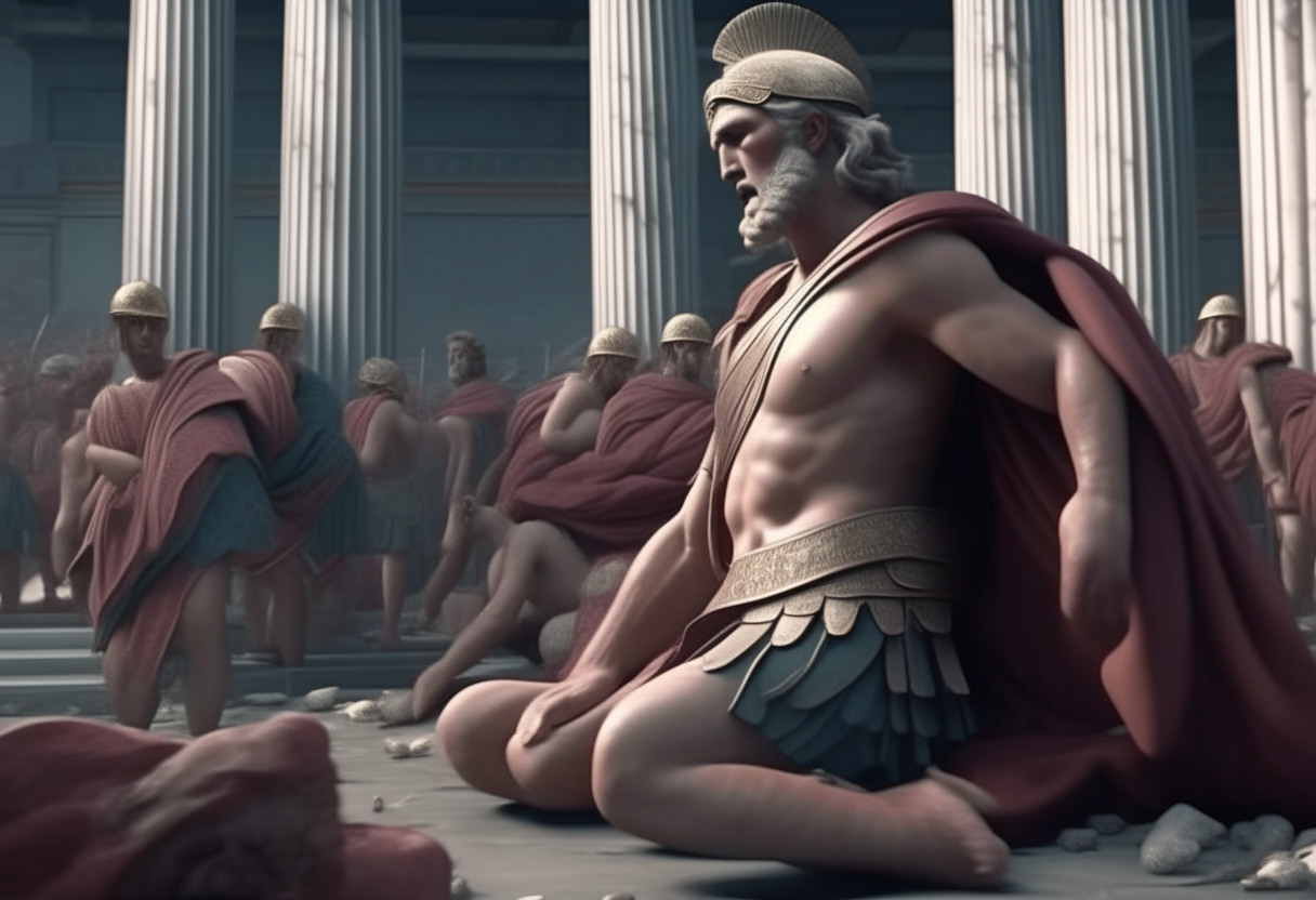 Alexander the Great later seeking retribution against Persia for the sack of Athens, further complicating Xerxes' legacy, 3D rendering