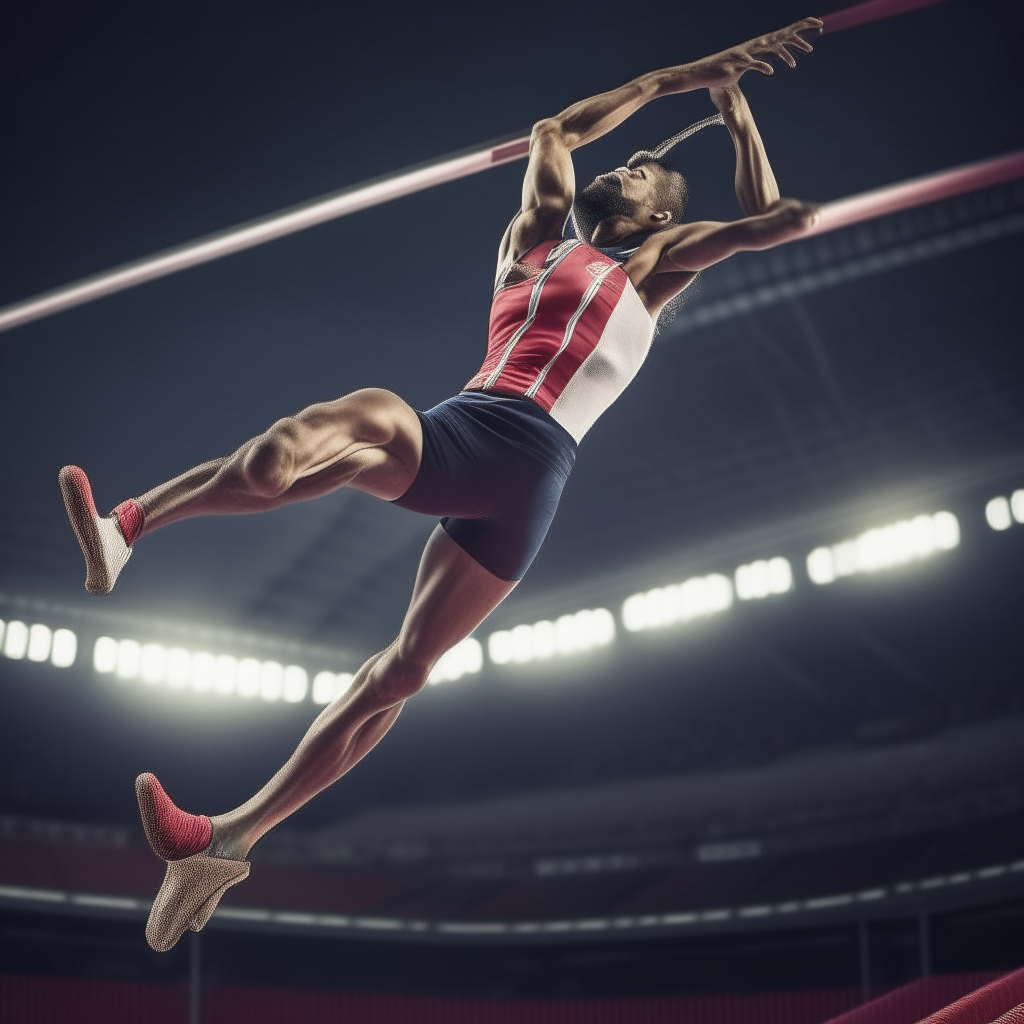 An athlete jumping high jump