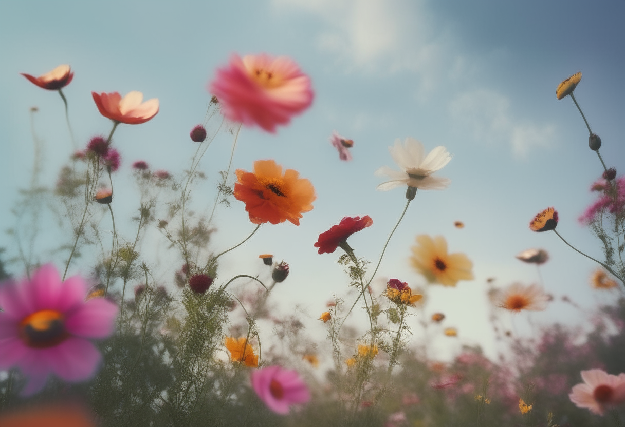 flying flowers transformed to butterfly