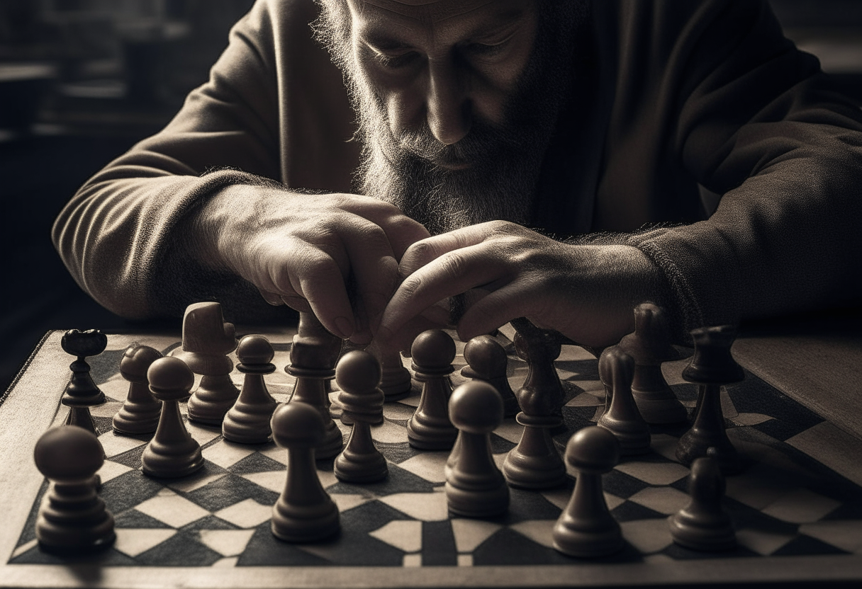 King playing chess 