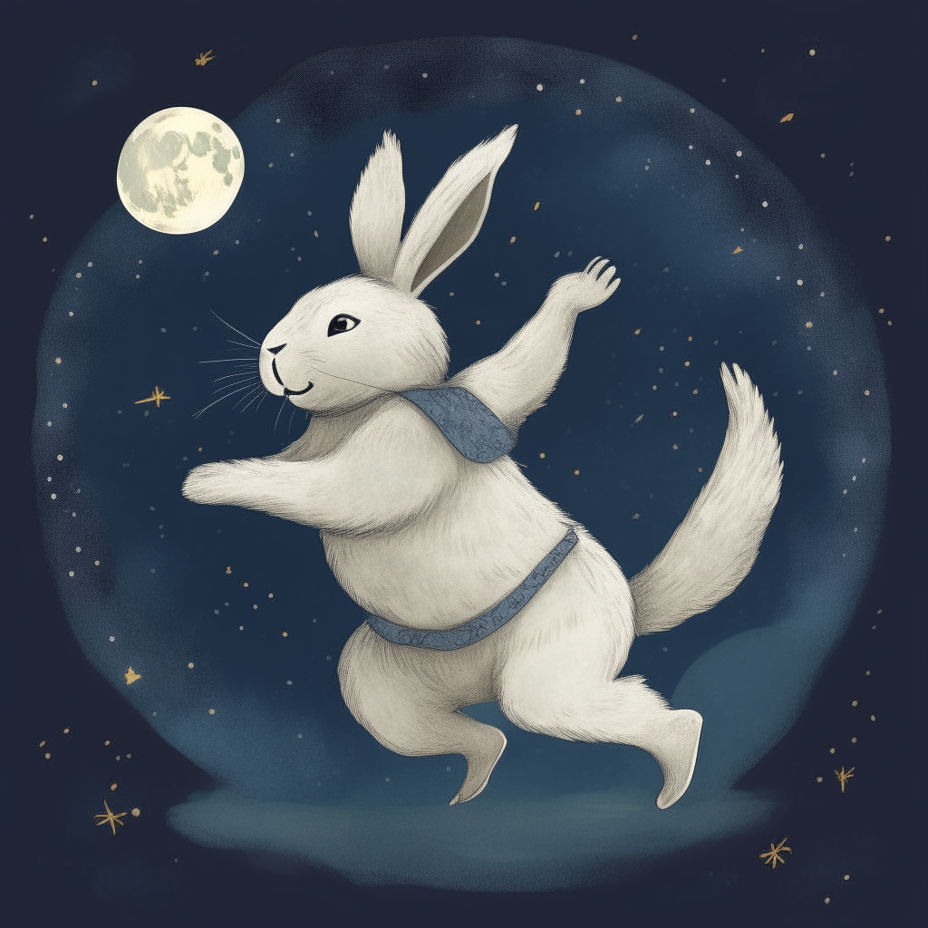  a dancing bunny of the moon