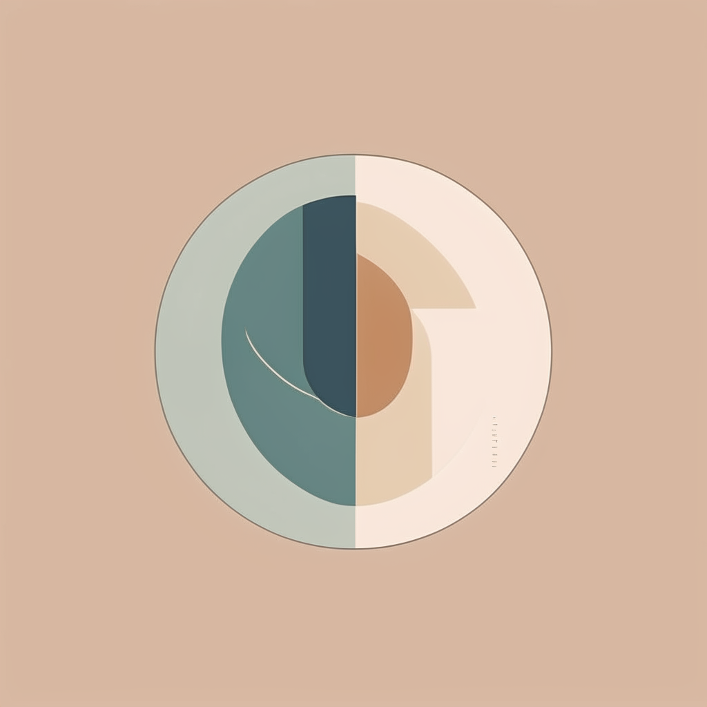 A minimalist logo for an interior design firm, featuring subtle colors and abstract shapes that represent harmony and functionality in interior spaces