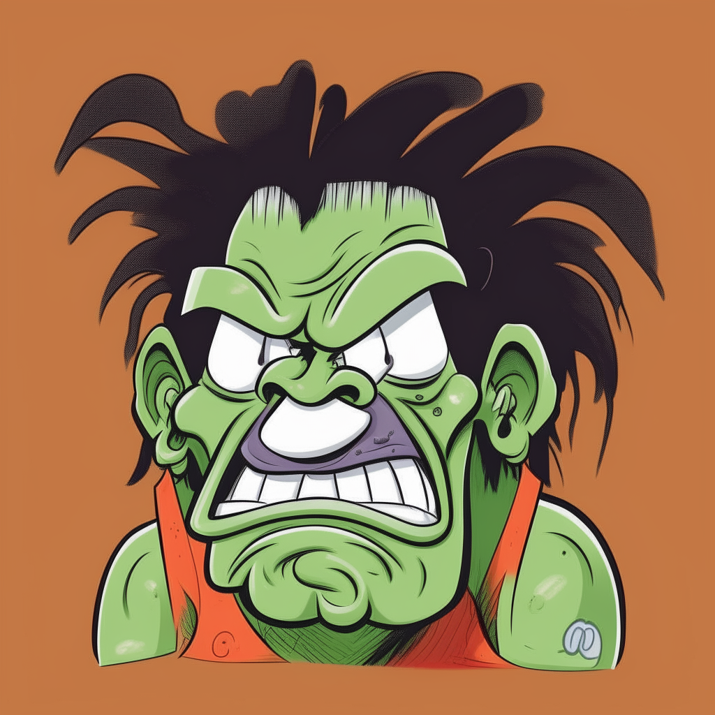 a cartoon character named Booger T, resembling the wrestler Booker T but with boogers for hair and a snot-covered face