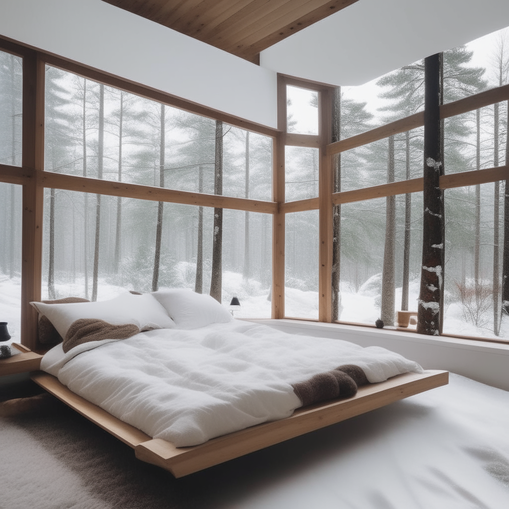 white and wood bed at the huge... | Image by BlissfulAdvisor0 | Genmo
