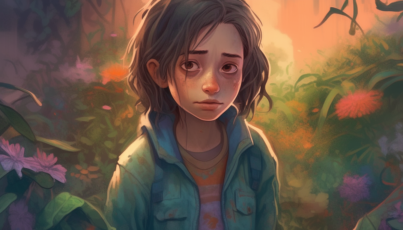 kids animation, personality: [Contrastingly, show Anaya struggling with her own garden. She is shown trying different methods to make the plants grow, including watering, fertilizing, and even talking to them. However, the plants still look wilted and weak. Anaya's expression shows frustration and disappointment] unreal engine, hyper real --q 2 --v 5.2 --ar 16:9