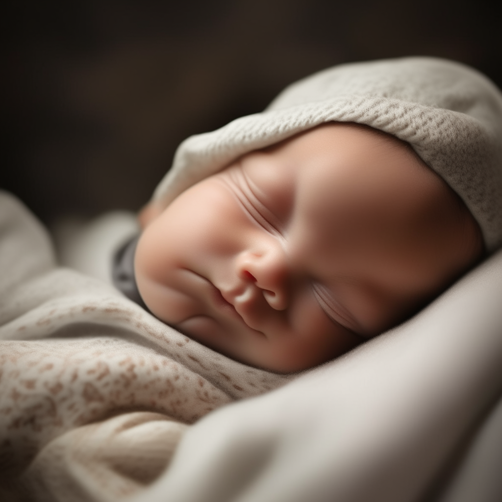 very cute newborn baby with fair and delicate skin, left side, sleep, ultra high definition image quality - iw 2 —stylize 50