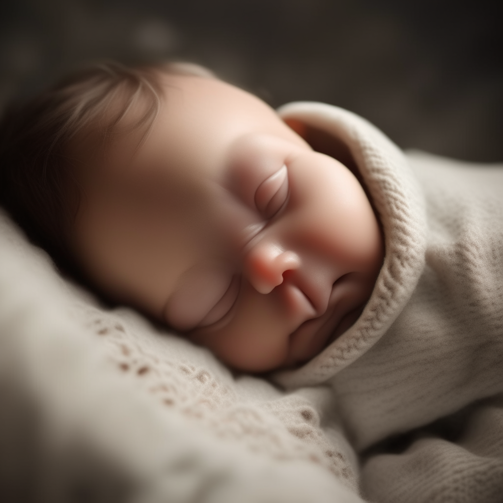 very cute newborn baby with fair and delicate skin, left side, sleep, ultra high definition image quality - iw 2 —stylize 50