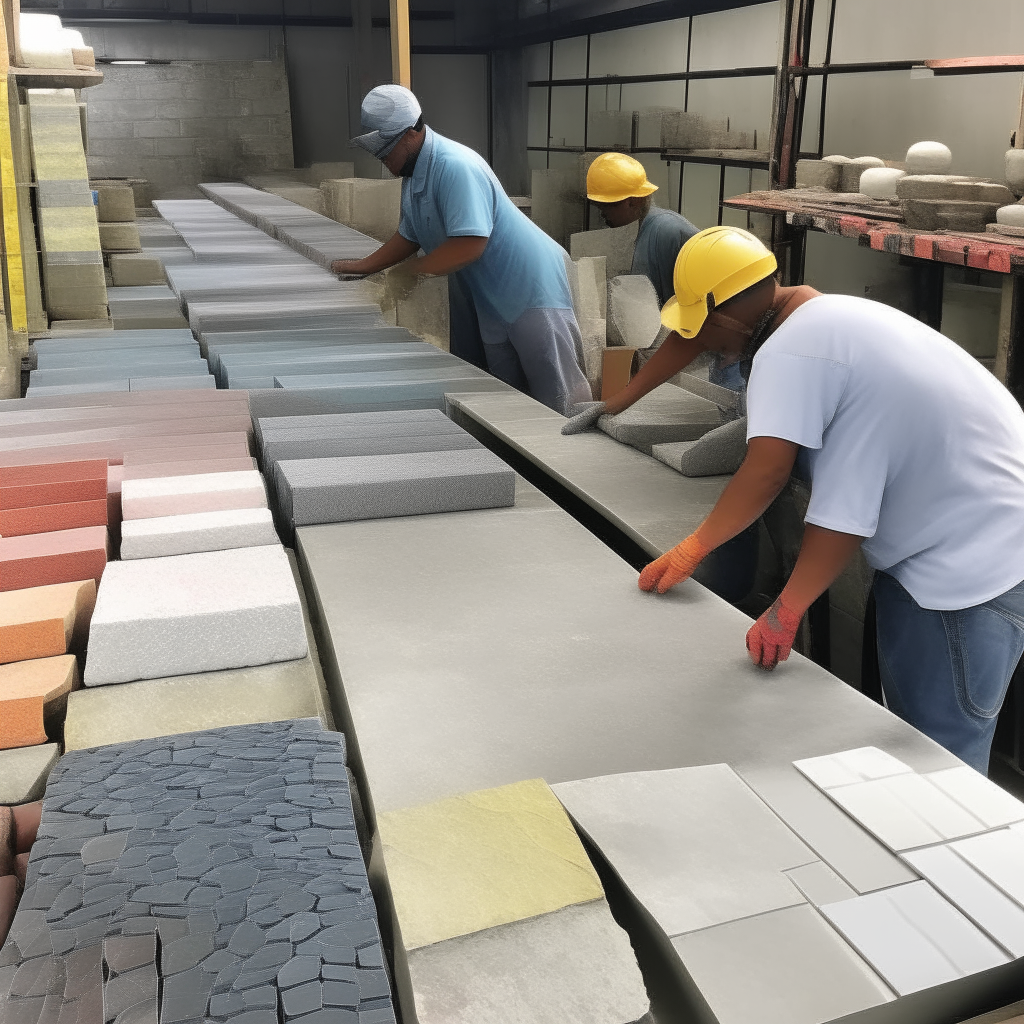 workers sorting granite tiles by color