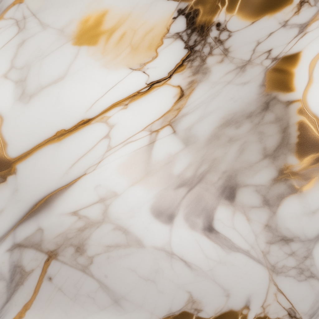 a slab of polished Calacatta Oro marble, close up macro photography