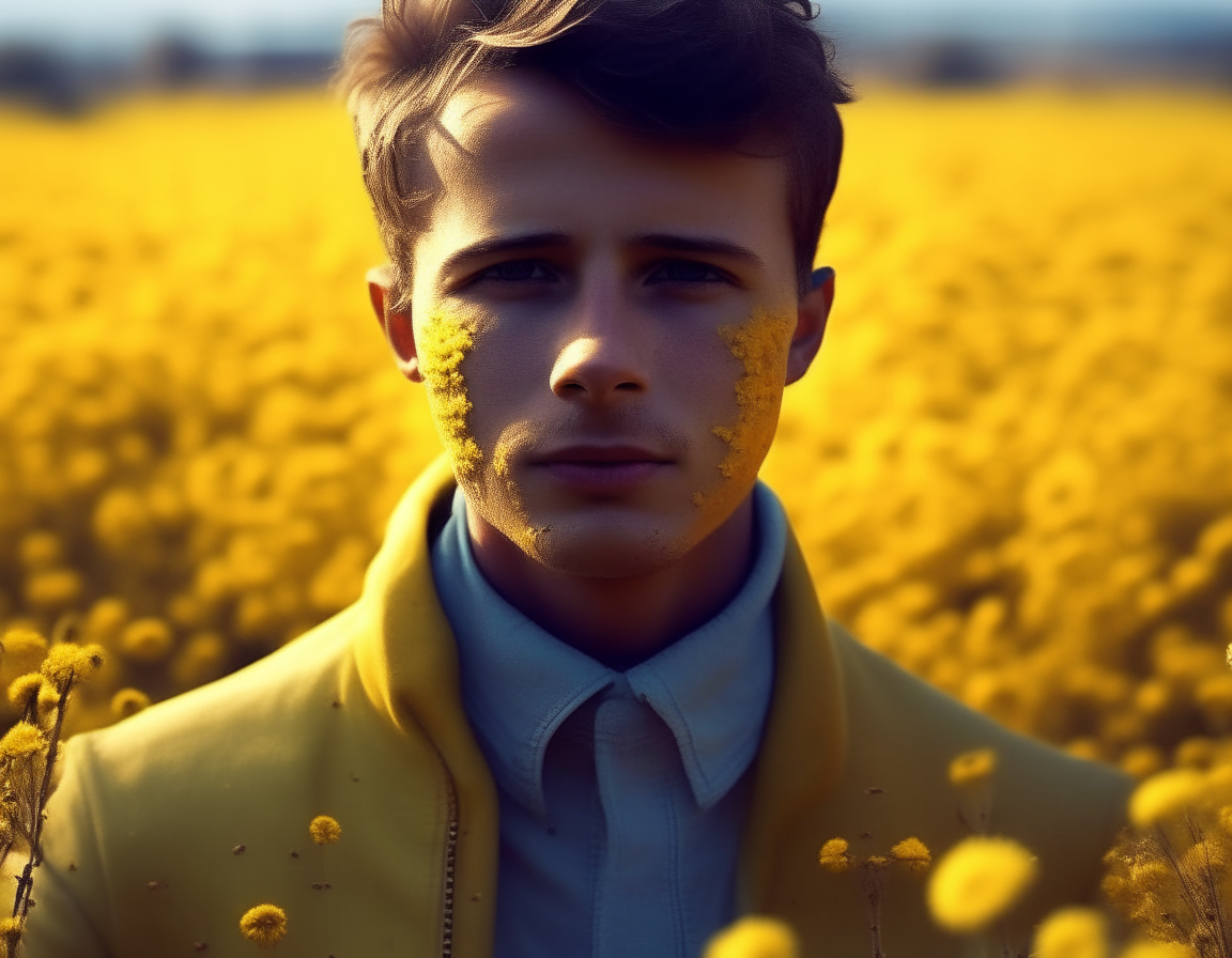 Make this guy into a yellow flower field