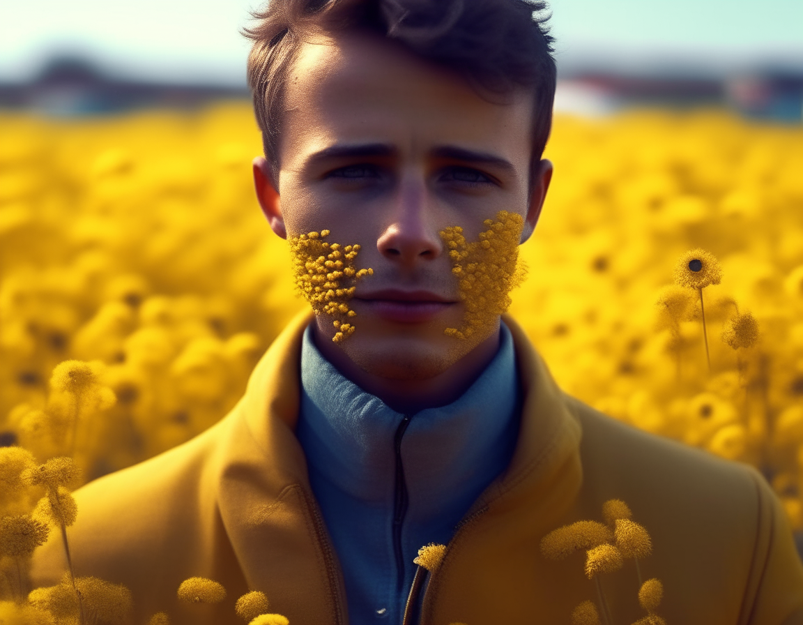 Make this guy into a yellow flower field