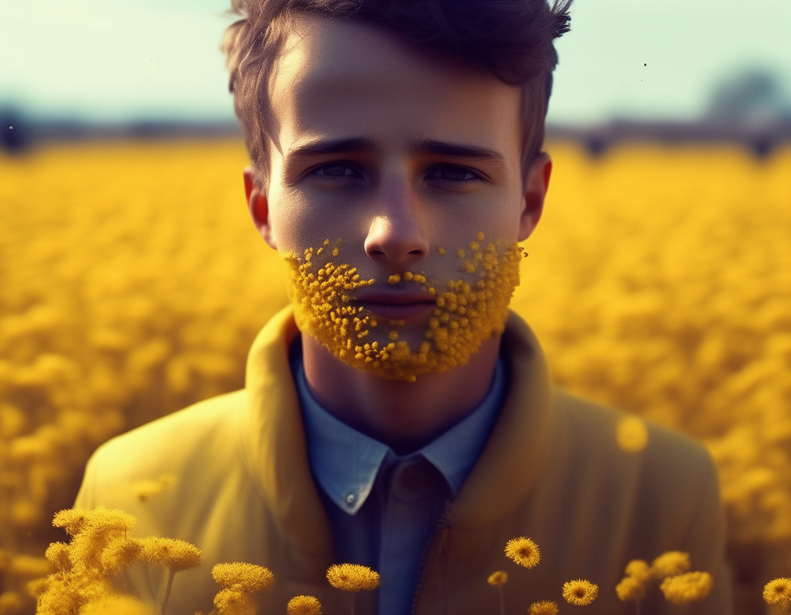 Make this guy into a yellow flower field