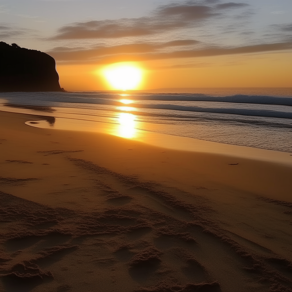 Un paisaje de playa al atardecer