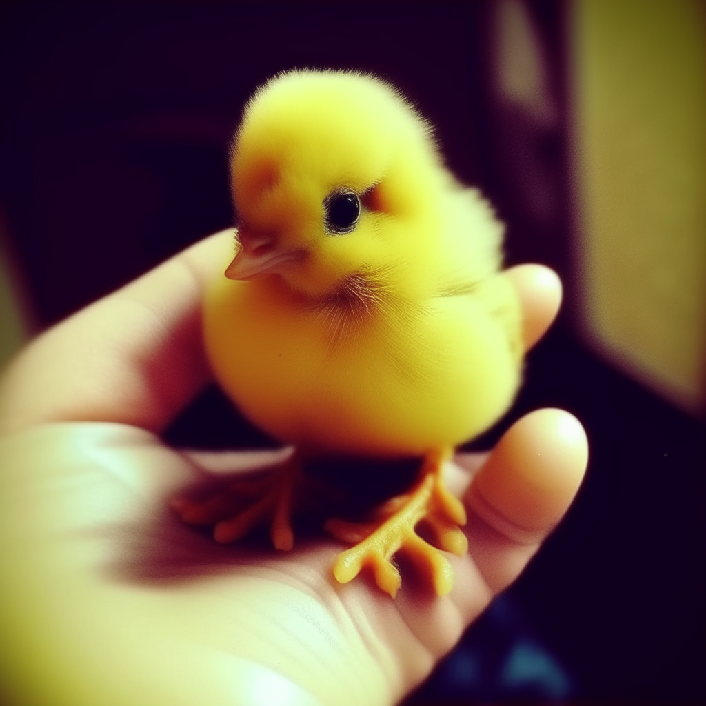 My little yellow chick
It fits here in my hand (in my hand)
When you want to eat animals
With his little feet he scratches the ground