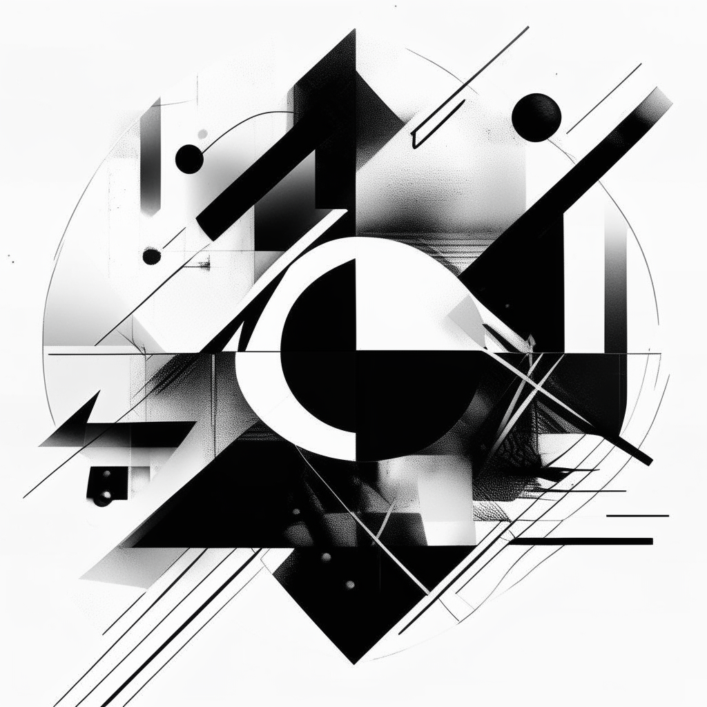 CD cover for a techno album, featuring abstract geometric shapes in black and white on a plain white background