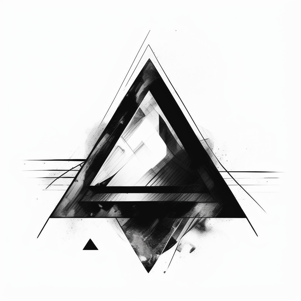 CD cover for a techno album in black and white, featuring an abstract triangle shape centered on a plain white background