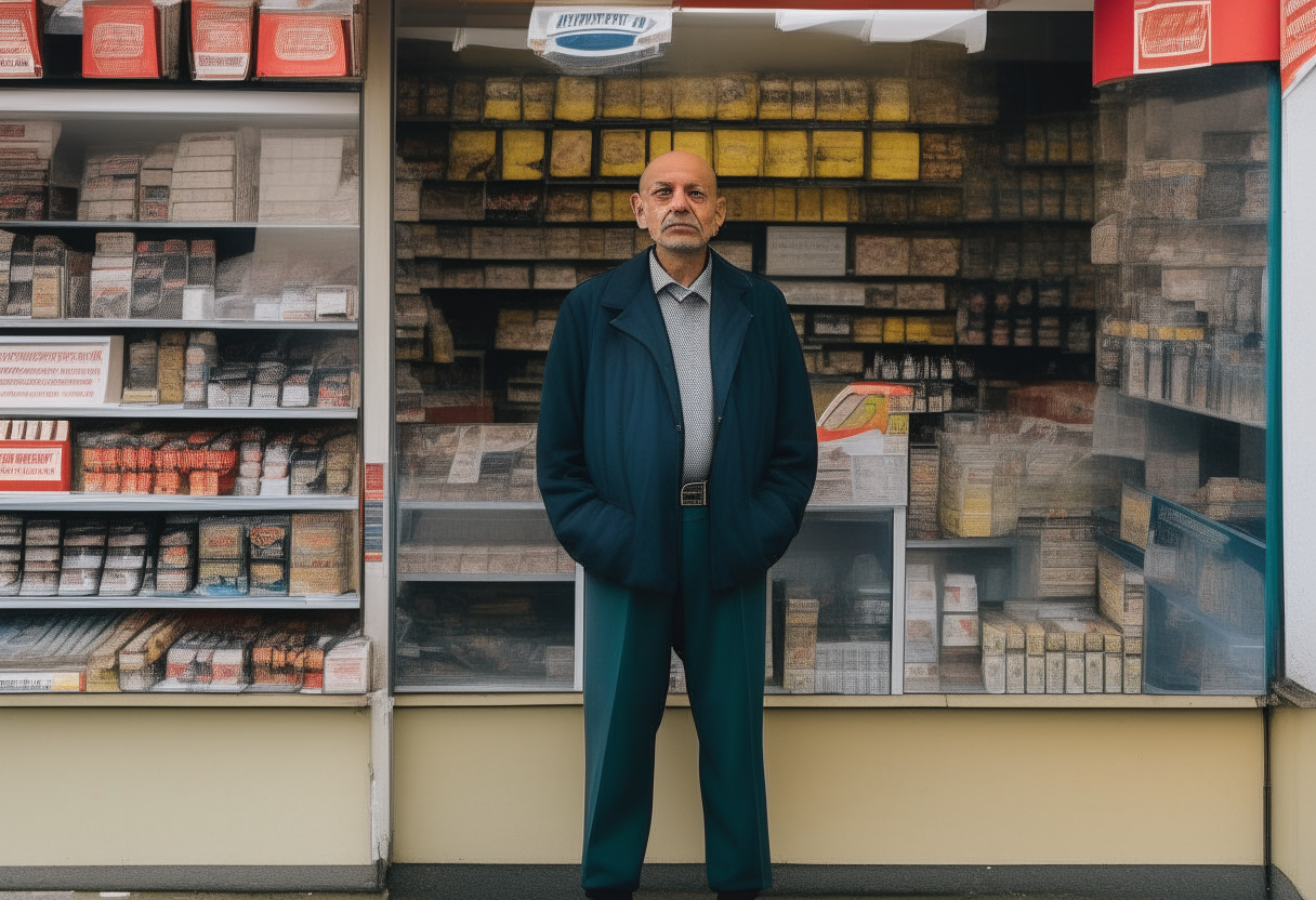 A man beside his store 
