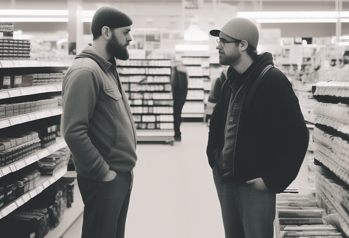 2 man’s talking in the store 