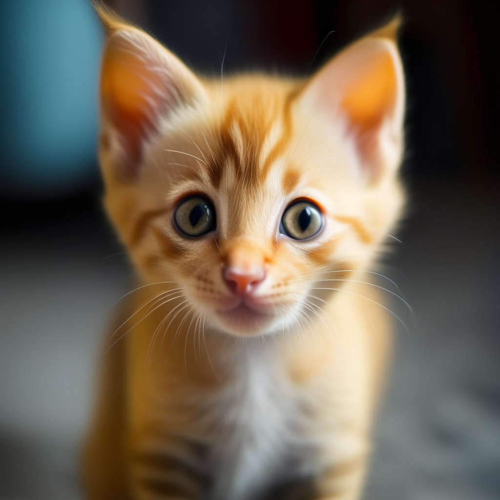 a yellow kitten facing camera