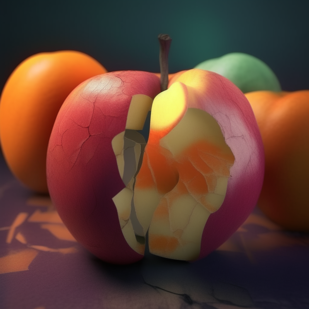 Cracked fruit with abstract background