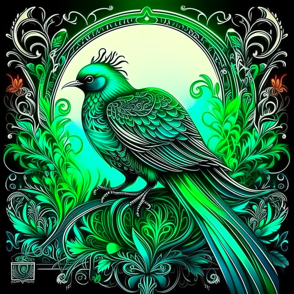 The beautiful bird knew it was time to go. She could feel it in her bones, in her feathers, in her blood. intricate details, highly detailed, verdant, intricate details